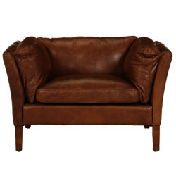 Halo Groucho Aniline Leather Armchair Old Saddle Walnut